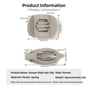 Dimensions détaillées des grandes pinces à cheveux taupe mat avec spécifications de poids