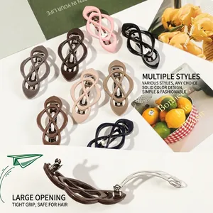 Infinity loop ABS hair clips in multiple matte colors with large metal spring clasp