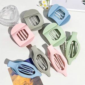 Grande Pince à Cheveux Mate en Plastique Simple Couleur Unie Forme de Lingot Ovale Épingle à Cheveux Femme Accessoires Mode