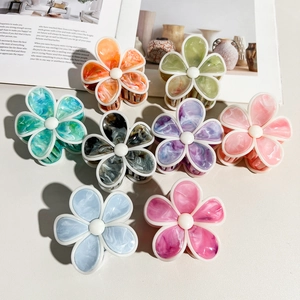 Koreanischer Stil Blumen Haarkralle Matt Acetat Textur Hai Clip Rutschfest Haarschmuck Für Damen Täglich Elegant Zubehör