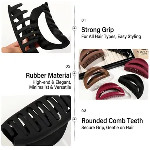 Matte silicone shark hair claw clips in assorted dark colors with strong grip design