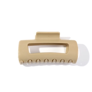 Large matte cream rectangular hair claw clip in soft silicone for elegant updos