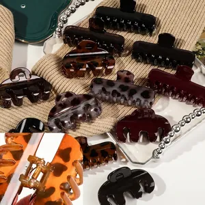 Elegant tortoiseshell hair claw clip set with strong metal spring for half-up hairstyles