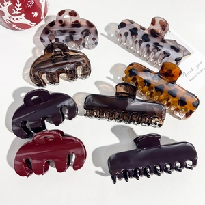 High-End Leopard Print Large Plastic Hair Claw Clip For Women Fashion Minimalist Rectangular Hair Catch Clip Accessory