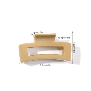 Pince à cheveux carrée en silicone beige 8,5 cm montrant les dimensions précises