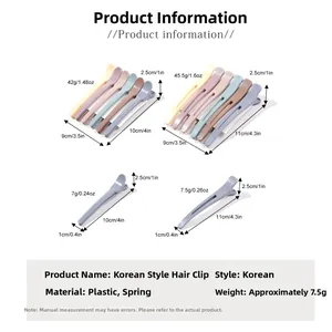 Detailed size specifications for Morandi hair root clips with plastic and metal spring