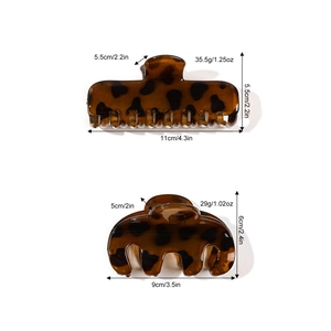 Elegant tortoiseshell hair claw set including rectangular and semi-circle clip designs