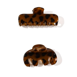 Tortoiseshell amber hair claw clip set with rectangle and curved acetate hair accessories