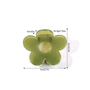 Elegante pinza per capelli a fiore traforato verde militare per acconciature