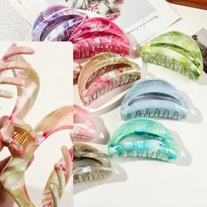 Large marble texture silicone hair claws set with round teeth and strong springs