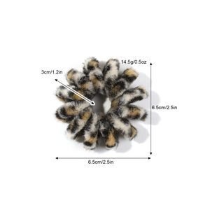 Élastique à cheveux spirale en peluche léopard de 6,5 cm avec texture douce