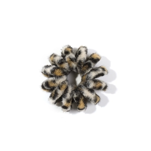 Chouchou mode en fausse fourrure à motif léopard avec texture pelucheuse pour femme