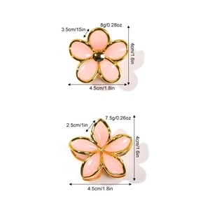 Pink jelly flower hair claws with golden edges for women hair styling accessories