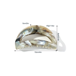 Minimalist marble pattern hair claw clip for thick hair, semicircular design, 10cm length