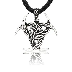 Viking Triple Horn Of Odin Pendant Retro Stainless Steel Celtic Knot For Men Norse Mythology Pendant Only Without Chain