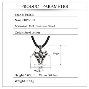 Nordic Viking Celtic knot pendant in 316L stainless steel with geometric patterns