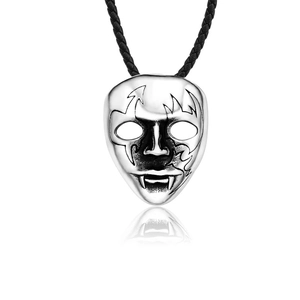 Gothic Stainless Steel Mask Pendant For Men Punk Vampire Fangs Flame Pattern Hip Hop Streetwear Jewelry Pendant Only Without Chain