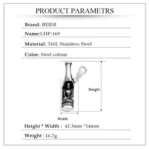 Guide des tailles pour pendentif décapsuleur Bouddha en acier inox avec dimensions précises