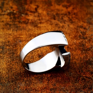 Vintage Viking Celtic stainless steel ring featuring minimalist layered cross cut design