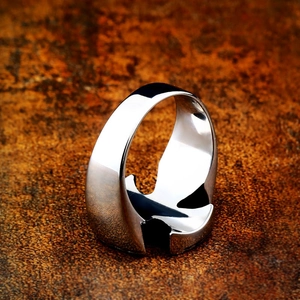 Vintage Viking Celtic stainless steel cross ring with hollow silhouette and polished finish