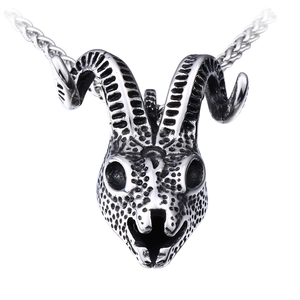 Pendente teschio di capra vintage in acciaio inossidabile con design punk retrò animale