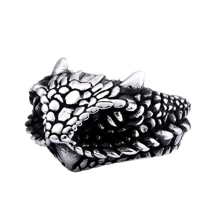 Vintage Vipern-Ring aus Edelstahl im Schlangen-Design mit realistischer Schuppen-Textur