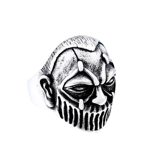 Gothic punk monster masker ring van roestvrij staal met vintage zilveren afwerking