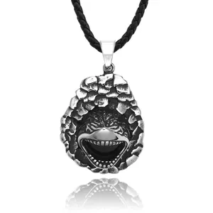 Vintage 316L Stainless Steel Crocodile Mouth Scale Pendant For Men Punk Gothic Animal Face Pendant Only Without Chain Jewelry