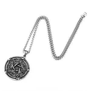Gothic stainless steel necklace featuring a vintage pentagram pendant with Celtic knot details