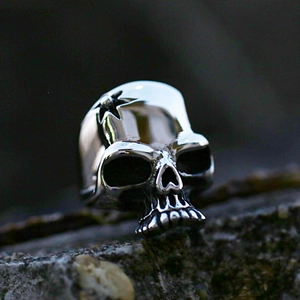 Vintage Stainless Steel Skull Ring Men's Punk Gothic Viking Biker Band Finger Ring Silver Heavy Metal Jewelry Gift