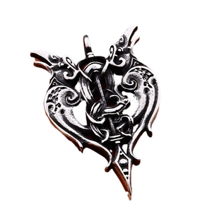 Vintage stainless steel double raven pendant featuring Norse Viking style in retro silver