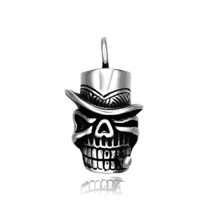 Retro Stainless Steel Skull Pendant With High Hat And Cigar Punk Gothic Hip Hop Biker Jewelry For Men Pendant Only