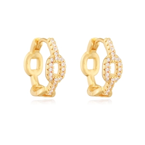 Geometrische Ankerkette-Ohrringe mit 18K Goldbeschichtung und funkelnden Zirkonia-Steinen