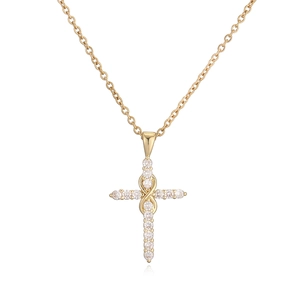 Collier croix plaqué or 18 carats avec symbole de l'infini et zircons étincelants
