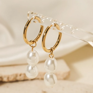 Elegante Edelstahl Künstliche Perlenohrringe 18K Vergoldet Barock Künstliche Perlen Creolen Für Damen Mode Schmuck Accessoire