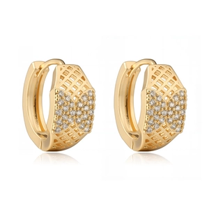 Gold-plated geometric hollow butterfly earrings with sparkling cubic zirconia pavé