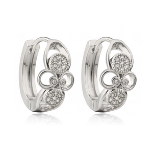 Boucles d'oreilles créoles minimalistes en argent avec zircons et plaqué or 18K