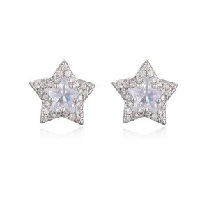 Exquisite 18K gold plated copper star stud earrings featuring sparkling cubic zirconia