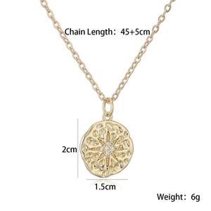 Minimalist 18K gold plated necklace featuring a hammered star pendant with zircon stone