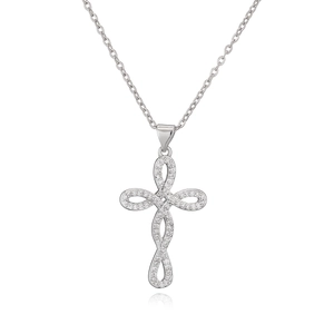 Elegant 18K gold-plated silver cross necklace with infinity design and sparkling cubic zirconia