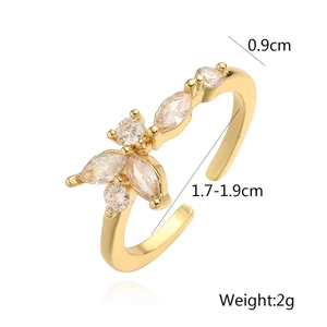 Detail view of flower ring dimensions 0.9cm width and 1.7-1.9cm adjustable inner diameter