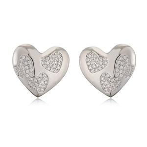 Vintage gold plated heart earrings with sparkling cubic zirconia in a triple heart design