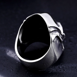 Anillo vintage de acero inoxidable con máscara de guerrero espartano para hombres