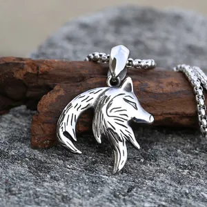 Vintage Stainless Steel Wolf Head Pendant For Men Cool Punk Animal Charm Polished Pendant Without Chain Hip Hop Jewelry