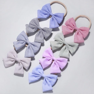 Striped Bow Baby Headbands Soft Nylon Elastic Hair Bands For Toddler Girls Infant Newborn Hair Accessories Daily Wear