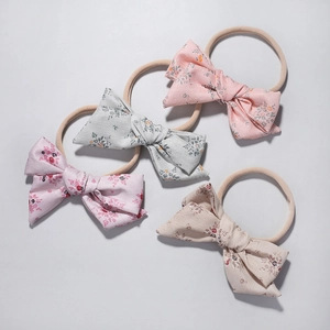 Floral Bow Baby Headband Soft Nylon Elastic Hair Band For Infants Toddlers Kids Hair Accessories Pastoral Style Headwear