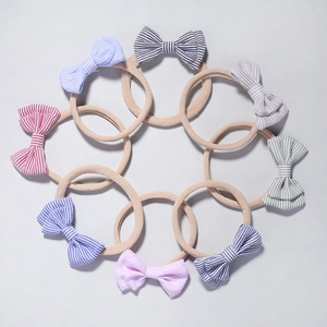 Bandeau Bébé Nœud Rayé Mignon Bande de Cheveux Élastique en Nylon Doux pour Nouveau-nés Nourrissons Accessoires Cheveux Filles