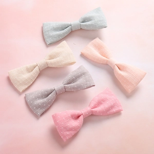 Handmade Cotton Linen Bow Hair Clips Star Pattern Sweet Fabric Bowknot Headwear Alligator Clips For Baby Girls Kids Daily Hair Accessories