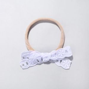 Cute lace bow baby headband with elastic seamless band for infants and newborn photography