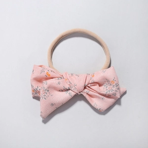 Pink floral bow baby headband with elastic nylon band for newborn girls accessory